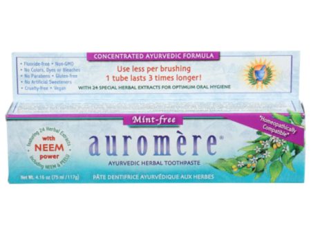 Auromere - Ayurvedic Herbal Toothpaste Mint-Free, 4.16 oz For Cheap