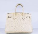 Hermes Birkin 30cm Crocodile Head Vein Handbags Beige Silver Hot on Sale