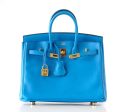 Hermes Birkin 25 Bag Blue Zanzibar Swift Gold Hardware New Sale