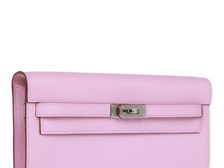 Hermes Kelly Wallet To Go Mauve Sylvestre Epsom Palladium Hardware Hot on Sale