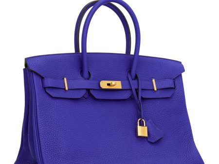 Hermes Special Order (HSS) Birkin 35 Bleu Electric Verso Clemence Gold Hardware Fashion