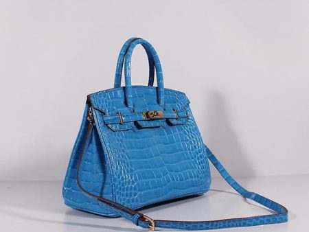 Hermes Birkin 30cm Crocodile Leather Bag With Strap Blue Gold Online now