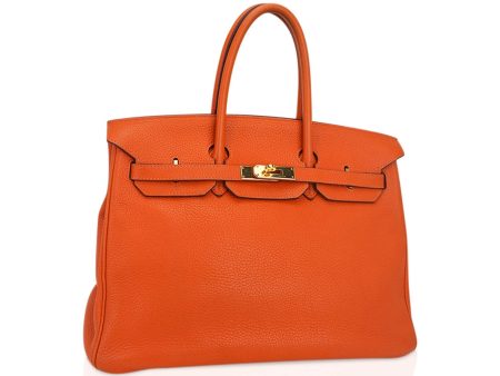 Hermes Birkin 35 Bag Orange Togo Leather with Gold Hardware For Cheap