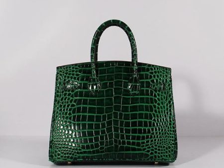 Hermes Birkin 30cm Crocodile Leather Bag With Strap Green Gold on Sale