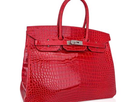 Hermes Birkin 35 Bag Braise Porosus Crocodile with Palladium Hardware Online Hot Sale