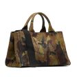 Prada Canapa Logo Camouflage Canvas Satchel GSCZz3 For Discount