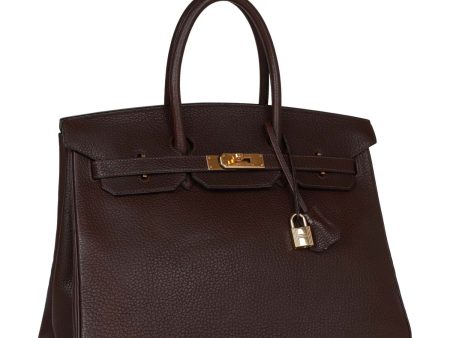 Vintage Hermes Birkin 35 Marron Fonce Fjord Gold Hardware Sale