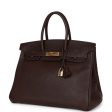 Vintage Hermes Birkin 35 Marron Fonce Fjord Gold Hardware Sale