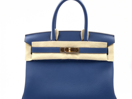 Hermes birkin 30 deep blue togo gold hardware on Sale