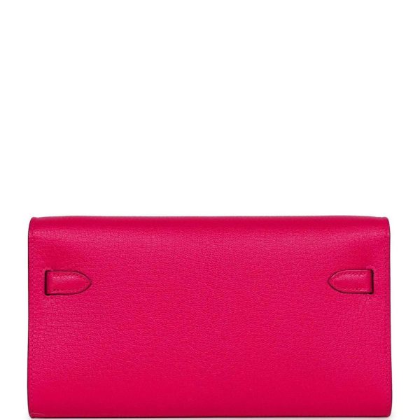 Hermes Kelly Wallet To Go Rose Mexico Chevre Palladium Hardware Fashion