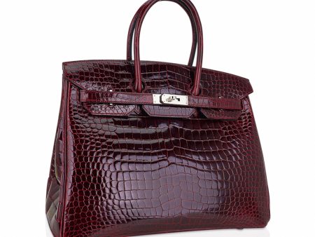 Hermes Birkin 35 Bag Bordeaux Porosus Crocodile with Palladium Hardware Online