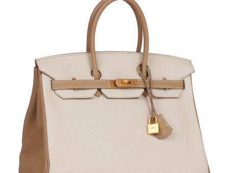 Hermes Special Order (HSS) Birkin 35 Craie and Trench Clemence Brushed Gold Hardware Sale