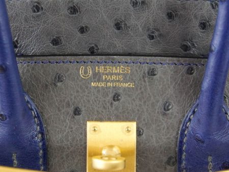 Hermes Birkin 25 Bag HSS Ostrich Gris Agate Blue Sapphire Brushed Gold Discount