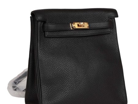 Hermes Kelly Ado Backpack Black Clemence Gold Hardware Online Sale