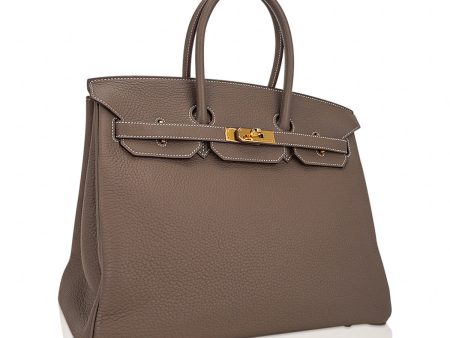 Hermes Birkin 35 Bag Etoupe Gold Hardware Togo Leather For Cheap