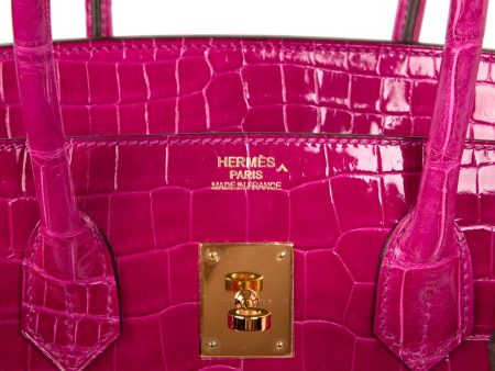 Hermes Birkin 35 Bag Pink Rose Scheherazade Porosus Crocodile Gold Hardware Supply