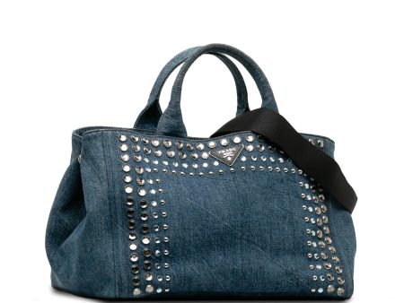 Prada Canapa Denim Bijoux Satchel PUZrFO Online now