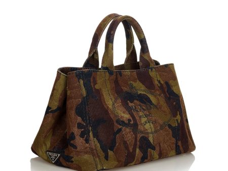 Prada Canapa Logo Camouflage Canvas Satchel 24696 Online Hot Sale