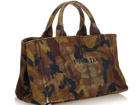 Prada Canapa Logo Camouflage Canvas Satchel 26910 Sale