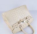 Hermes Birkin 30cm Crocodile Head Vein Handbags Beige Silver Hot on Sale