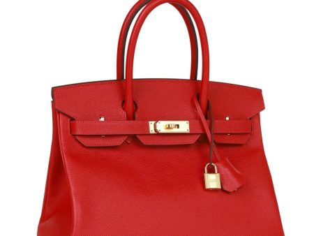 Hermes Birkin 30 Rouge Casaque Epsom Gold Hardware Cheap