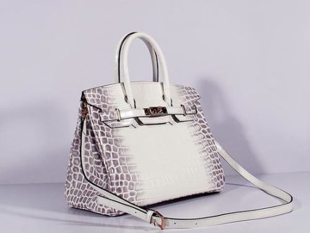 Hermes Birkin 30cm Crocodile Leather Bag With Strap Grey White Gold Online