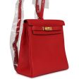 Hermes Kelly Ado II Backpack Rouge Casaque Clemence Gold Hardware For Sale