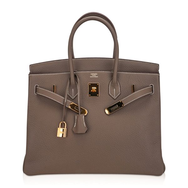 Hermes Birkin 35 Bag Etoupe Gold Hardware Togo Leather For Cheap