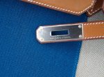 Hermes Birkin 35 Bag Flag Barenia    Toile Blue Permabrass Rare Limited Edition Supply