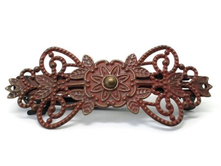 Beginnings Barrette - Hand Painted Ornate Metal Filigree on French Barrette Clip For Discount